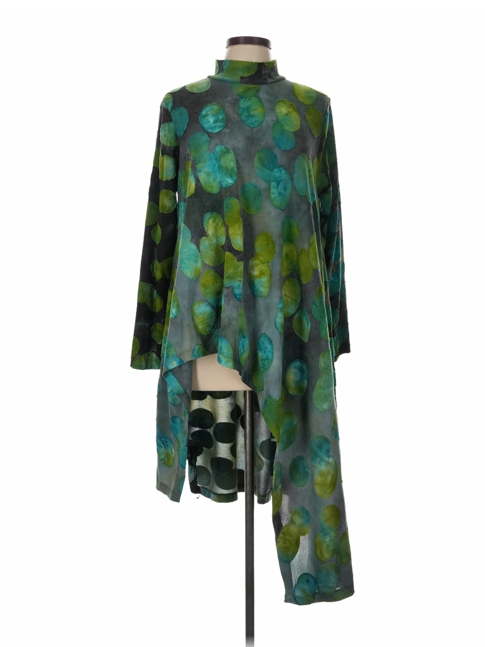 Alembika Asymmetrical Tunic Top Emerald Dot